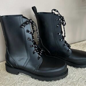 Schutz Black Rain Boots